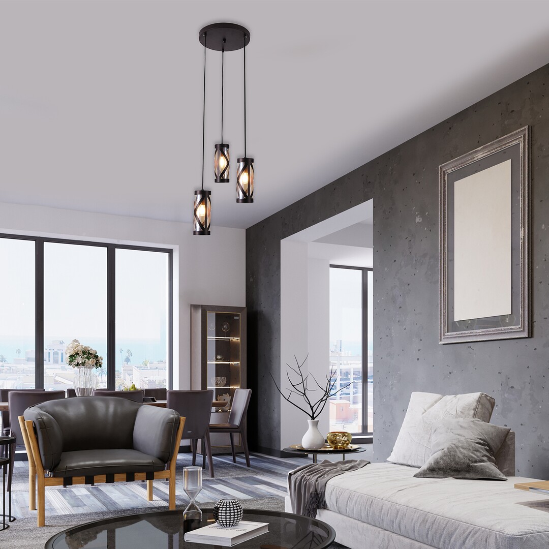 Rabalux Oberon lampa wisząca 3x40W brązowy/bursztynowy 5339