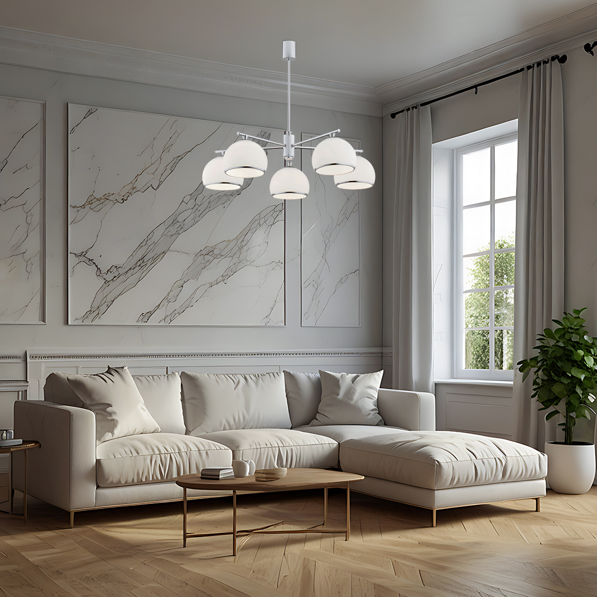 Argon Marbella lampa podsufitowa 5x15W opal mat/chrom 2087