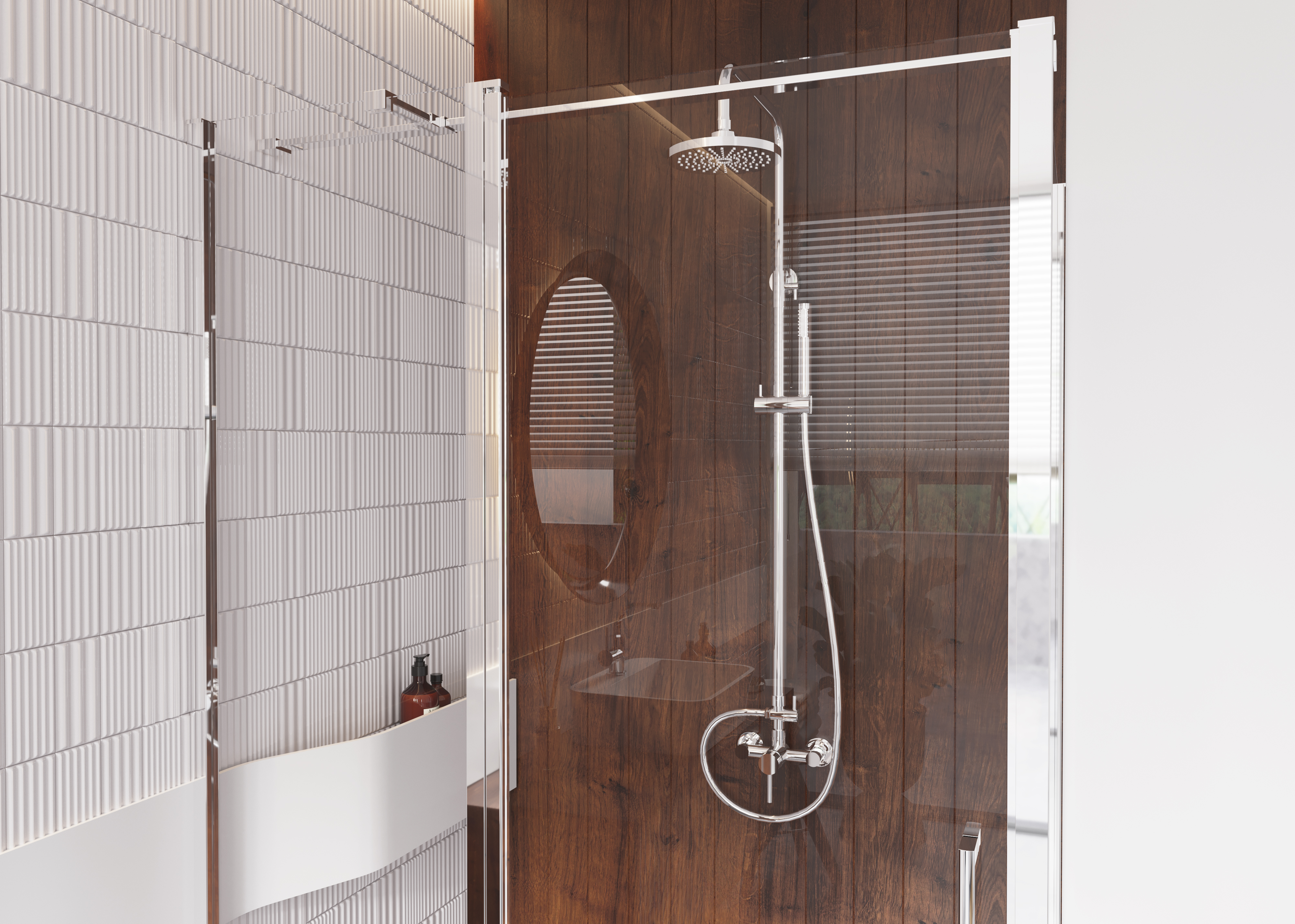 Besco Decco Illusion zestaw prysznicowy ścienny z deszczownicą chrom BP-DIN-CH