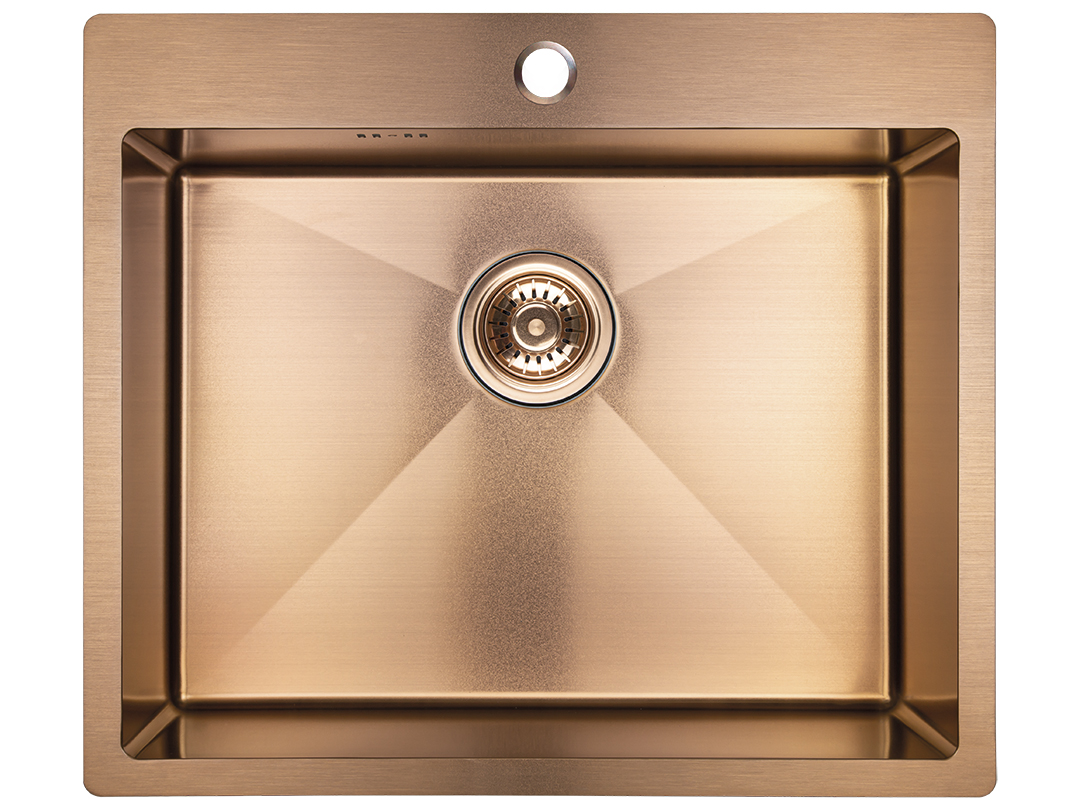 Laveo Marmara zlewozmywak stalowy 59x51 cm różowe złoto SAM 810T
