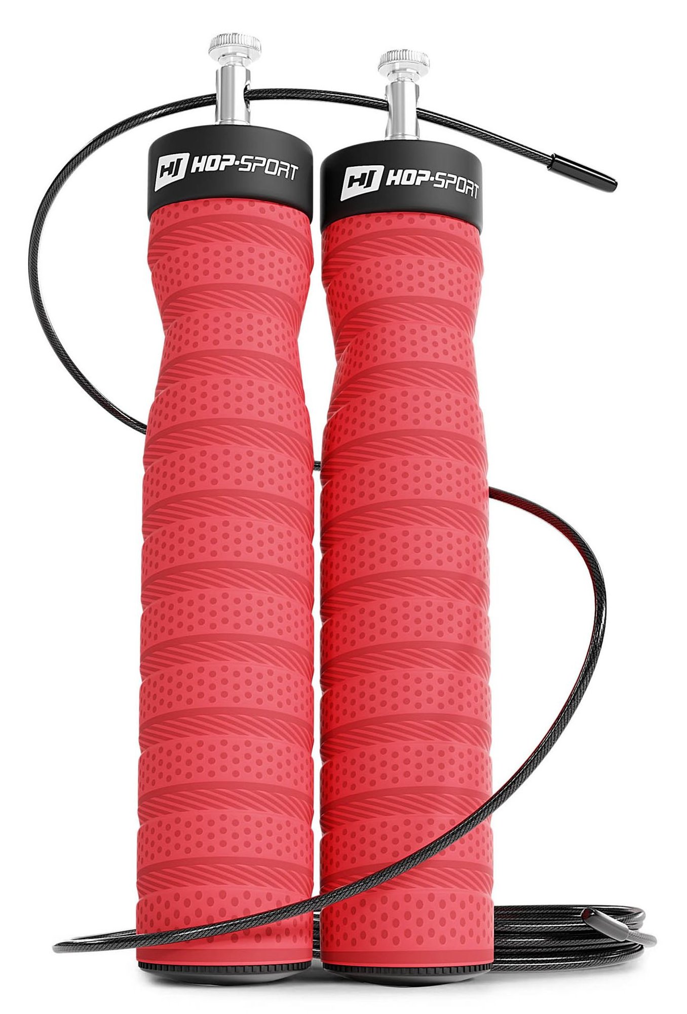 Skakanka z łożyskami i miękkim uchwytem czerwona