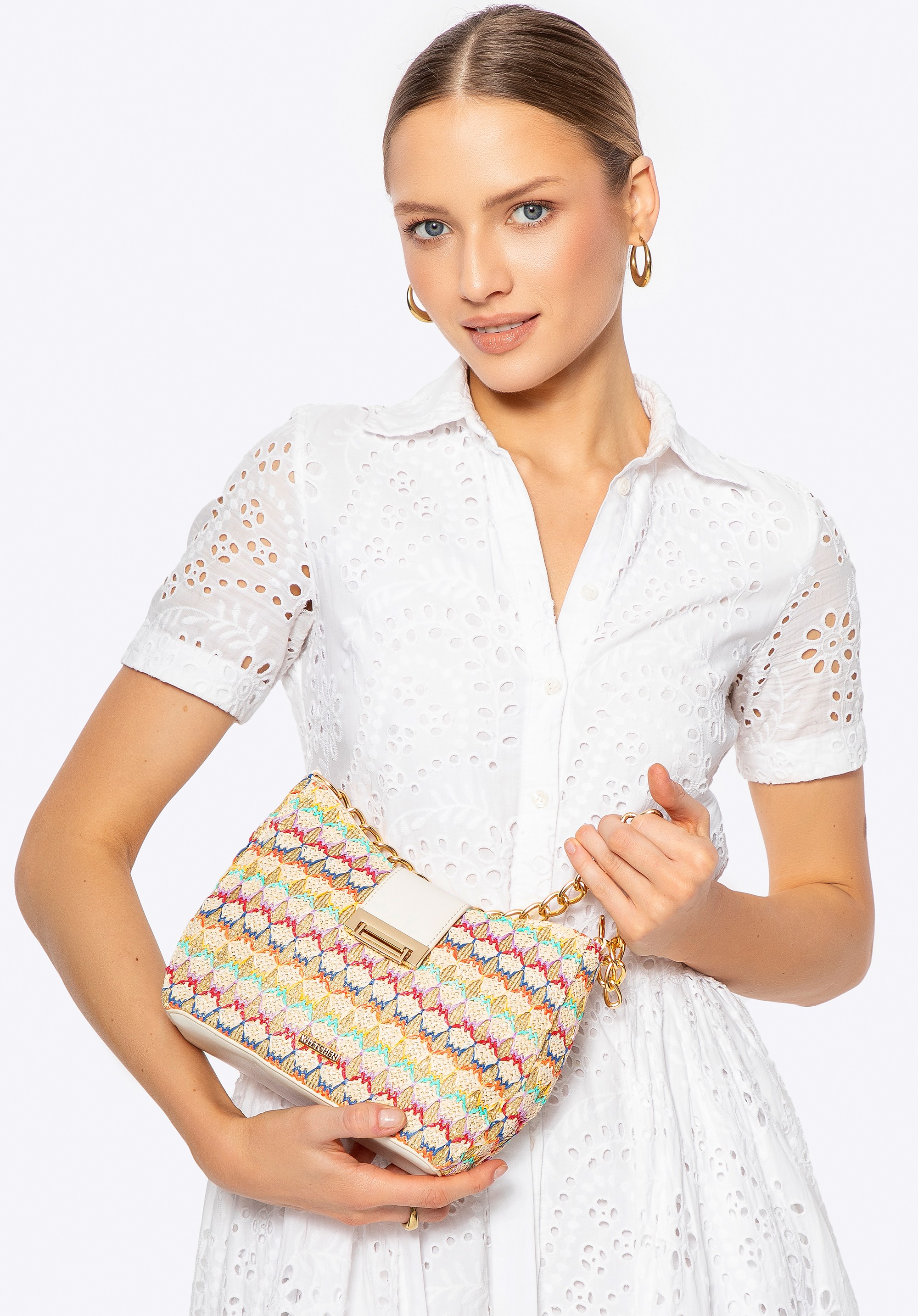 Damska torebka crossbody pleciona multikolor