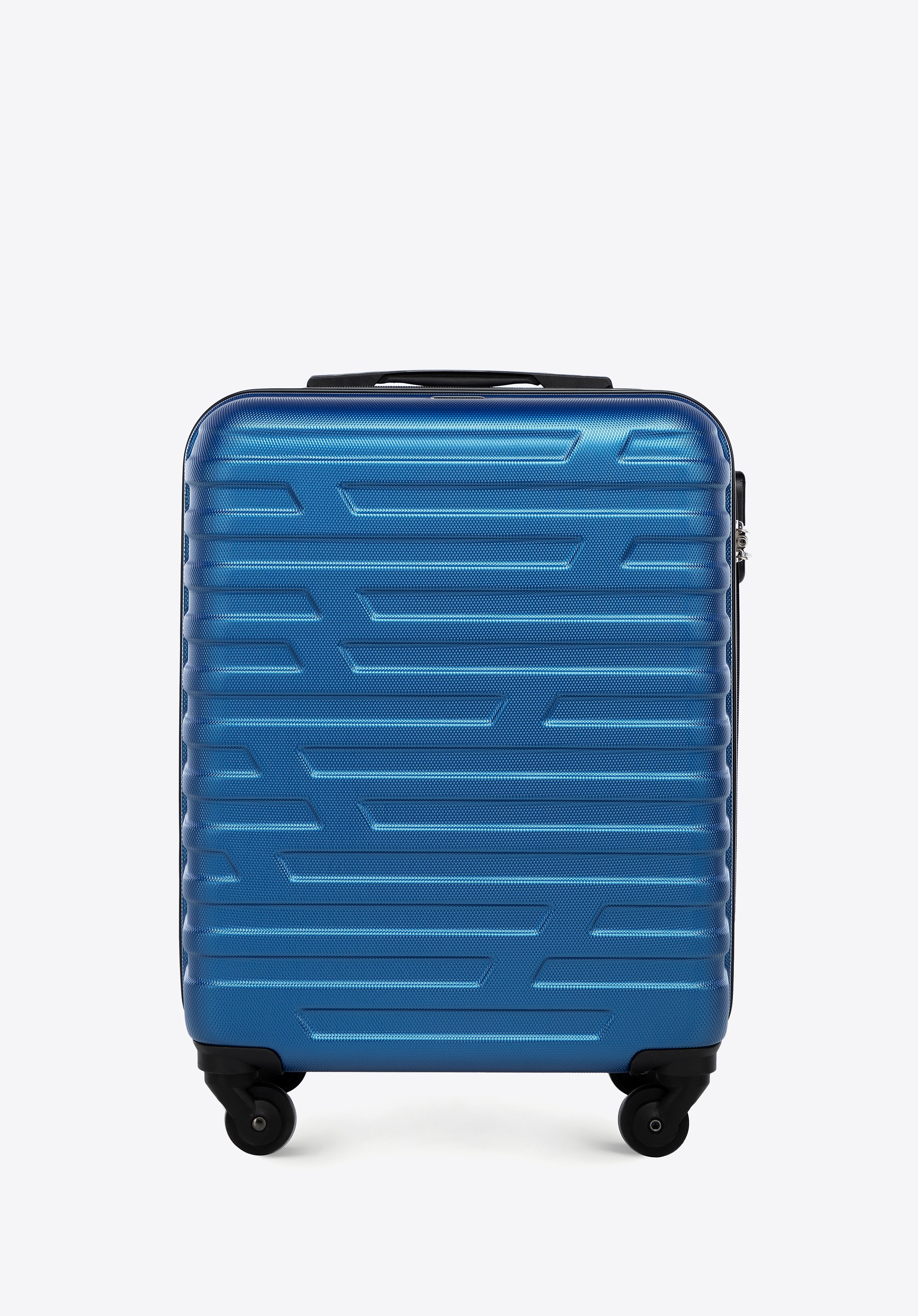 Walizka kabinowa z ABS-u w geometryczny deseń niebieska