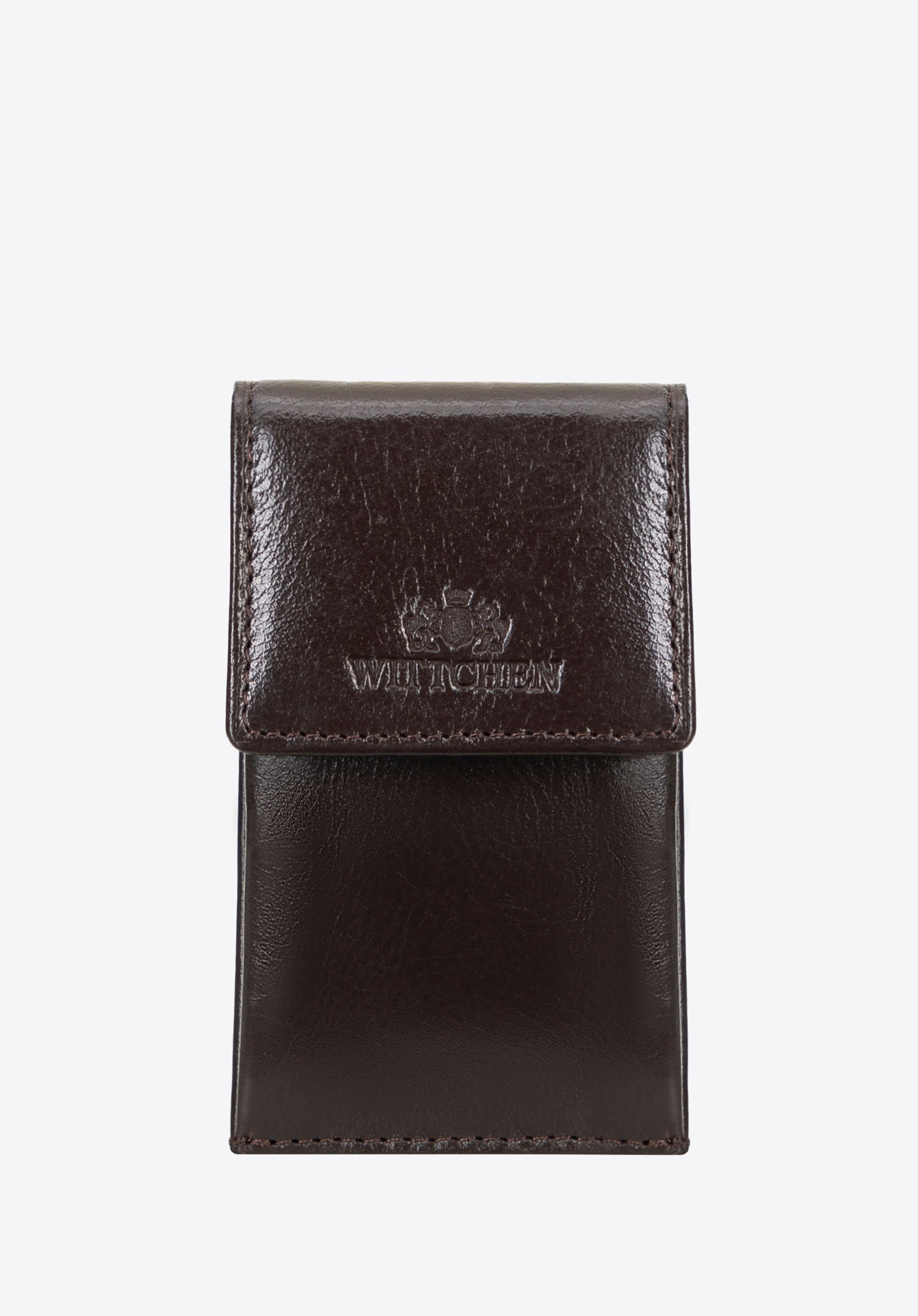 Etui na klucze skórzane prostokątne małe brązowe