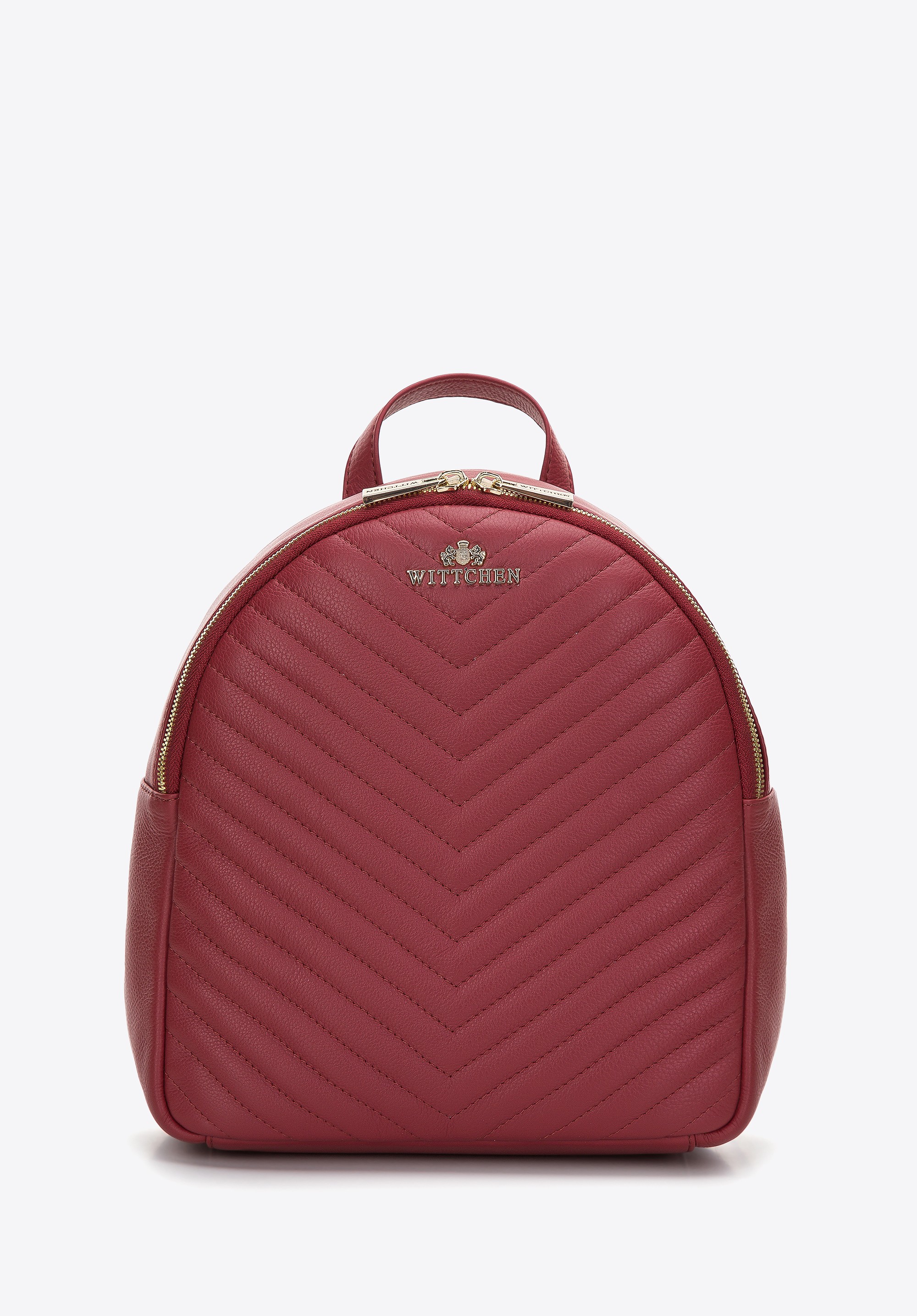 Damski plecak skórzany ukośnie pikowany czerwony