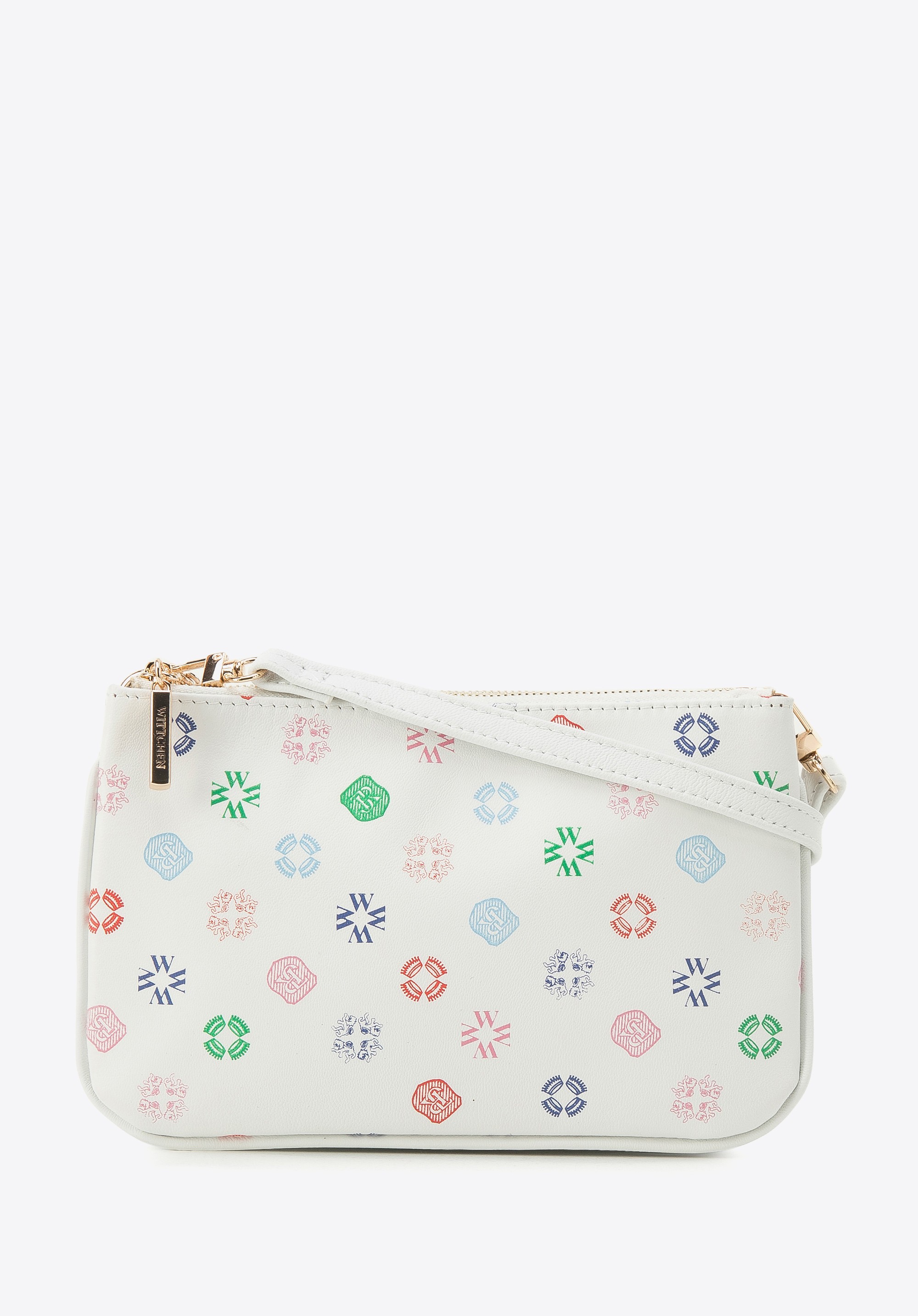 Damska minitorebka ze skóry w monogram dwukomorowa multikolor