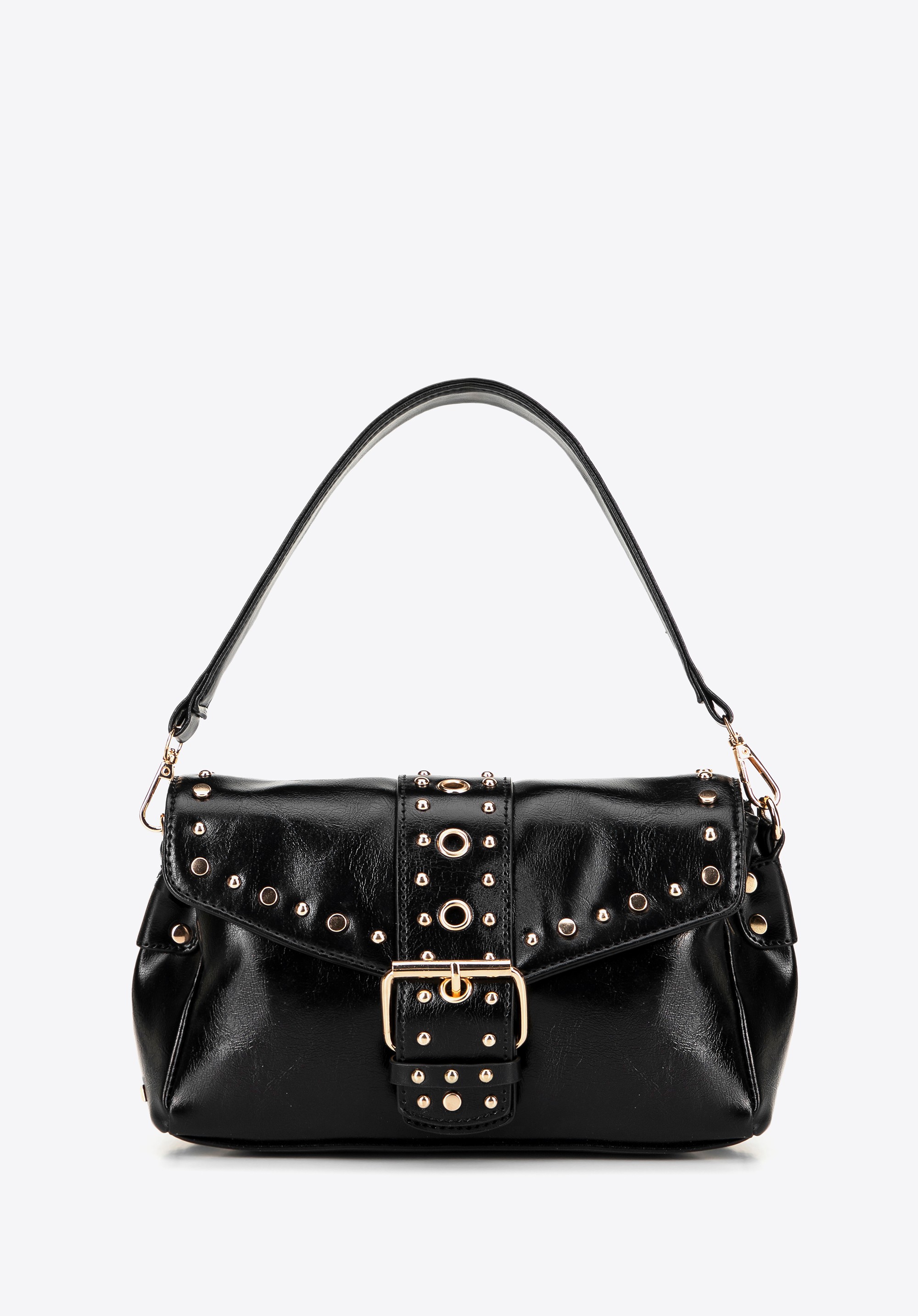 Damska crossbody z ekoskóry w dekoracyjne nity czarna