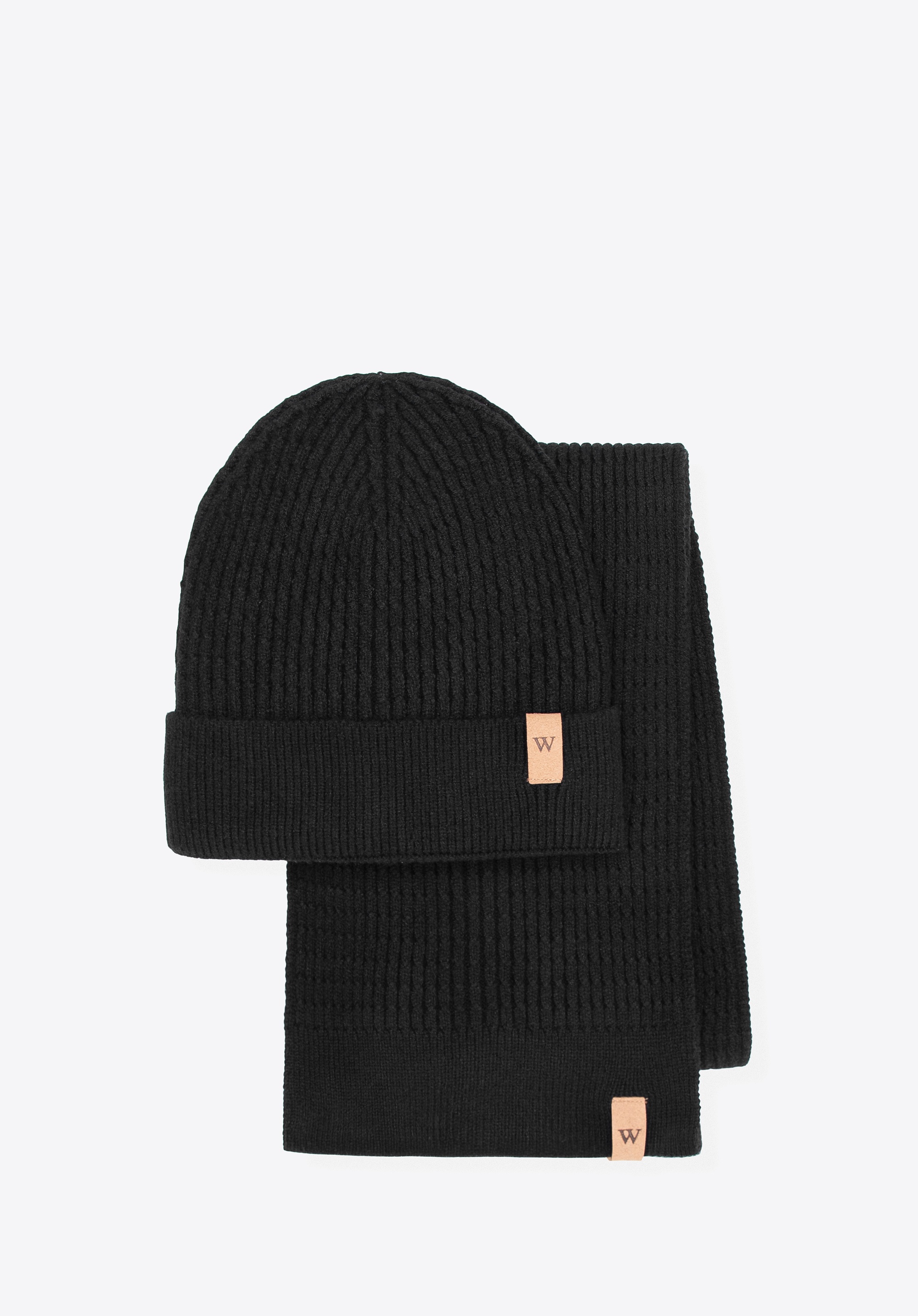 Zestaw zimowy: czapka i szalik czarny