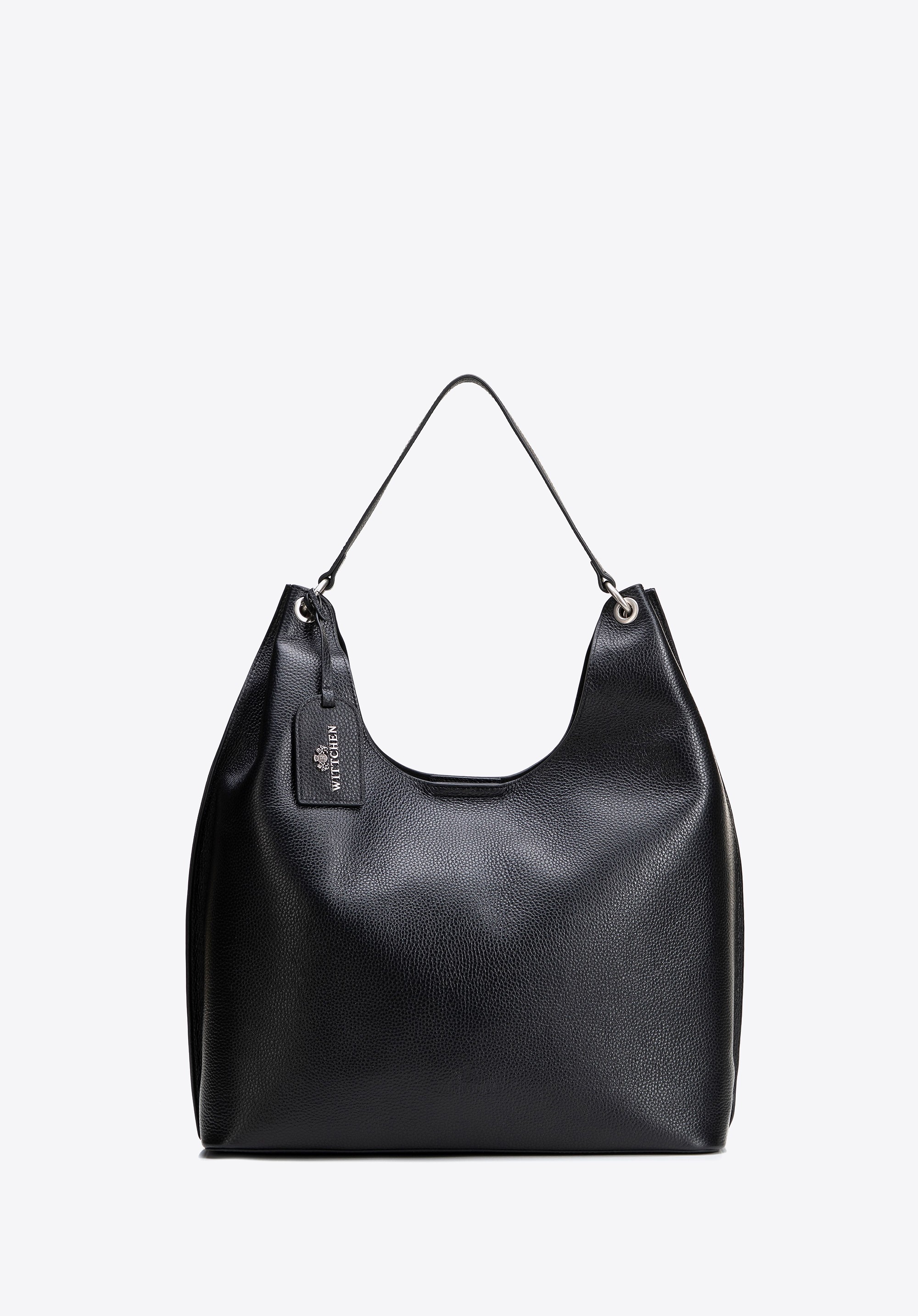 Elegancka shopperka ze skóry naturalnej z subtelnymi detalami czarna