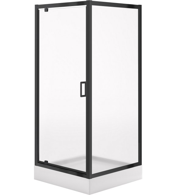 CERSANIT Zestaw kabina ARTECO kwadratowa 90x190 czarna z brodzikiem T