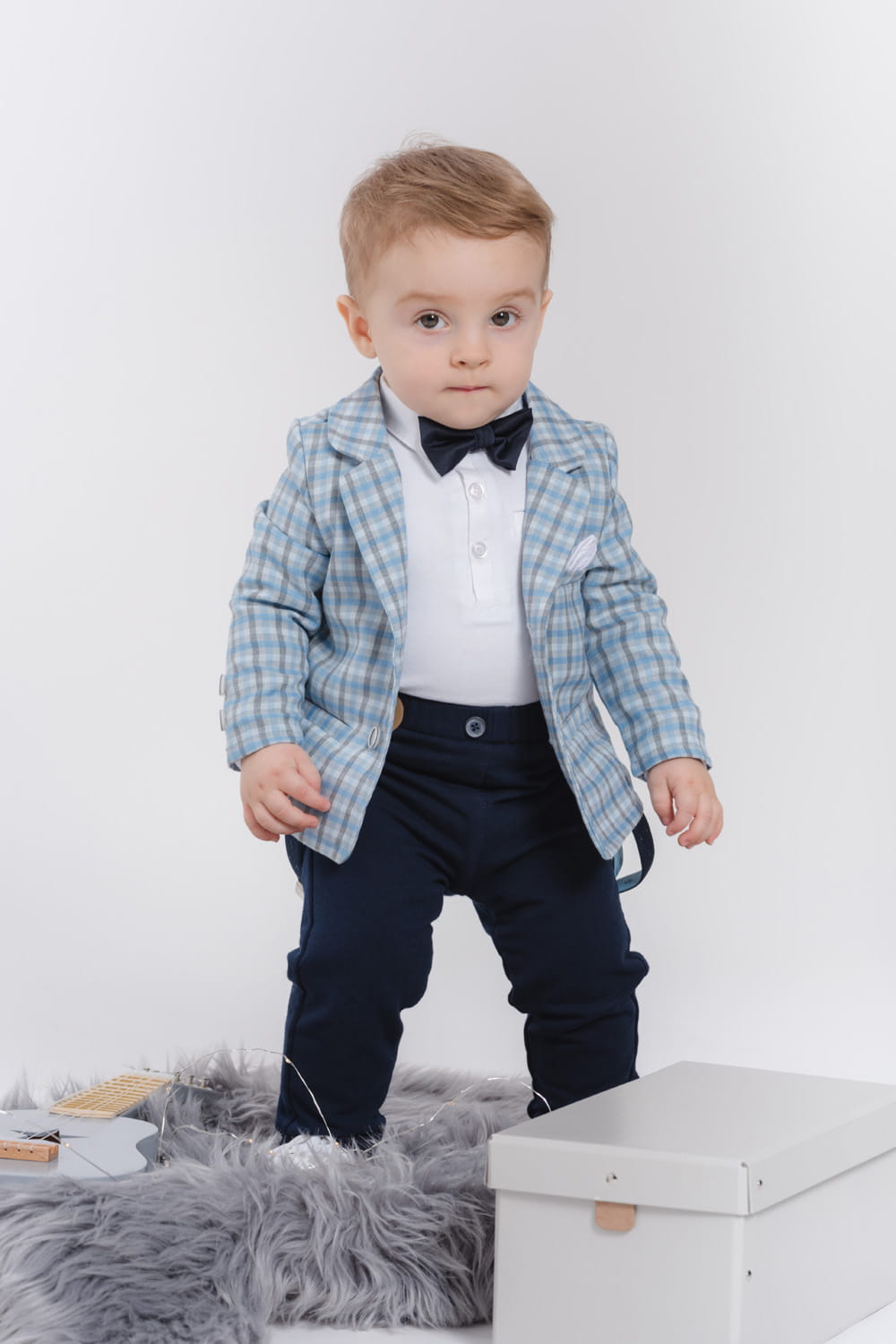LaFerio Toledo Marynarka w kratę do chrztu dla chłopca