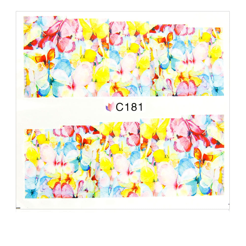 Naklejki wodne do paznokci arkusz 7 x 6,5 cm na 10 palców c Nr 181