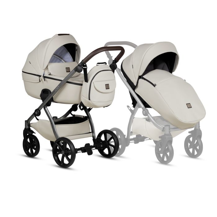 Tutis Uno5+ - wózek głęboko-spacerowy 2w1-Eco-Leather Collection 168 Black Sesame