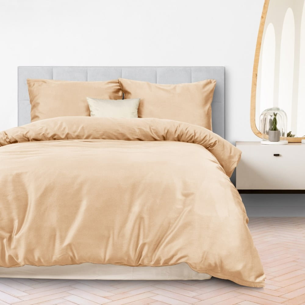 Pościel bawełniana 220x200 satyna jasny beżowy