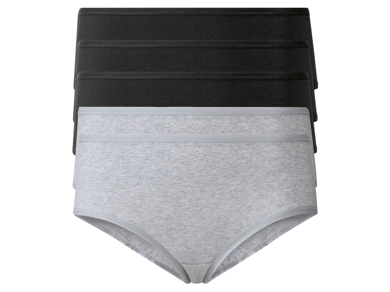 esmara Hipstery damskie z bawełną, 5 par XS 32/34, Czarny/ szary