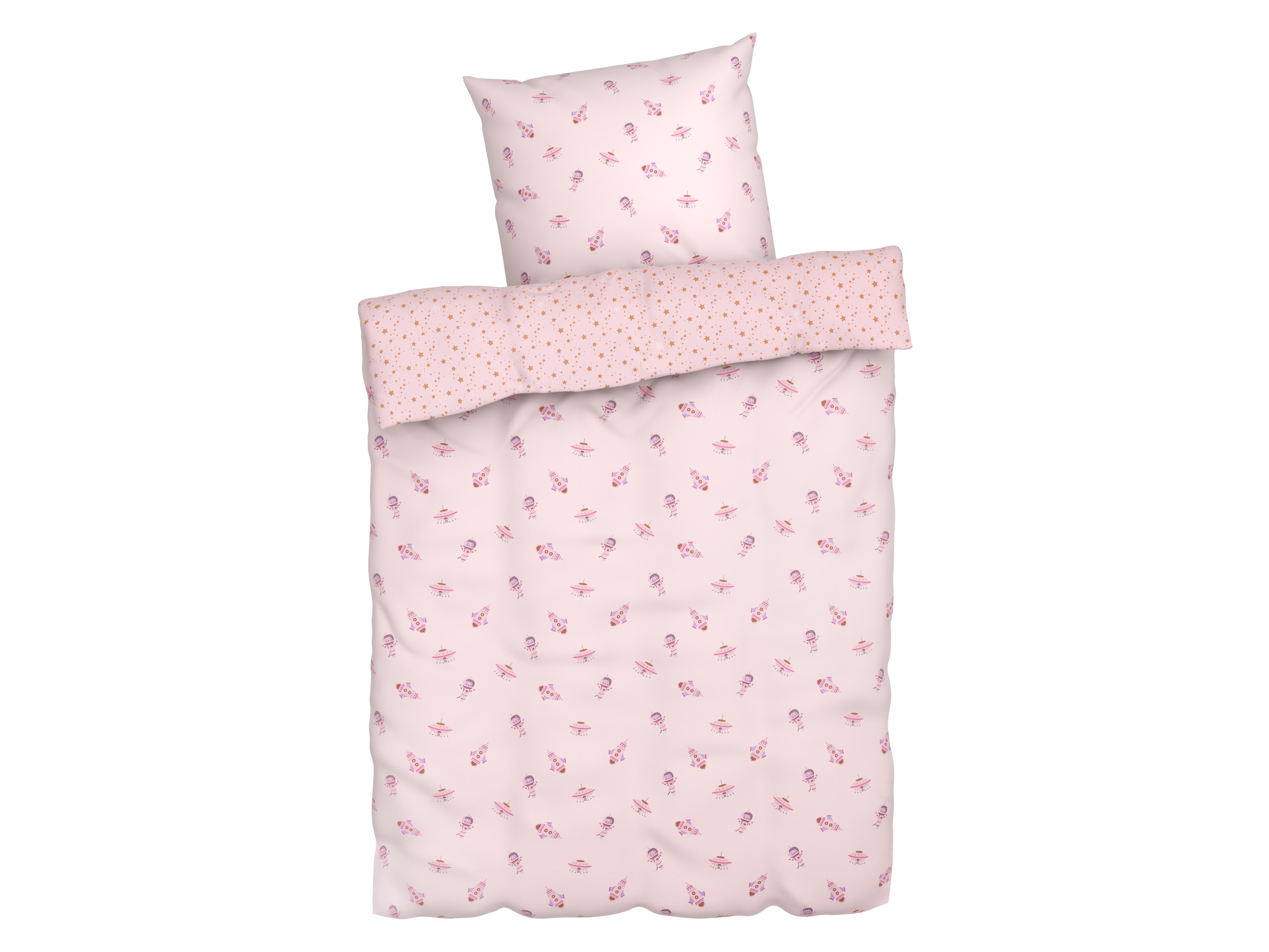 Livarno home Pościel dziecięca z bawełny, 140 x 200 cm Biały/ różowy