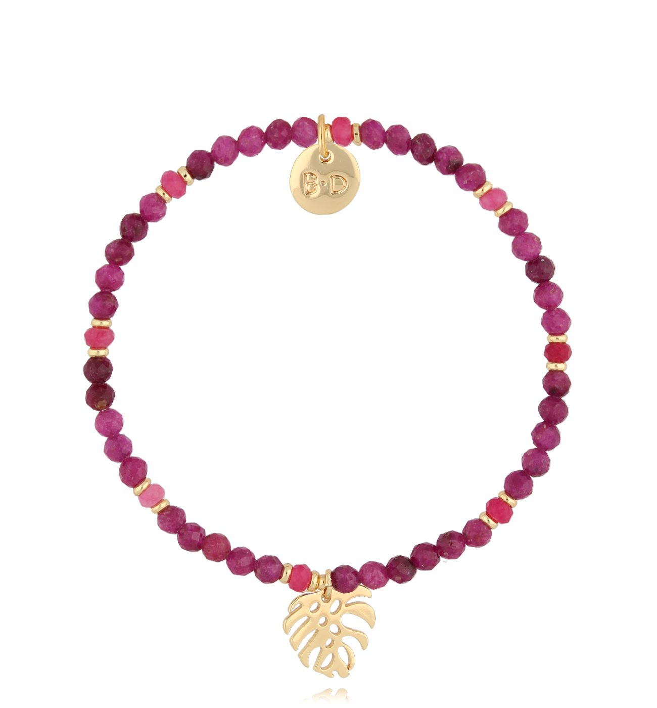 Bransoletka z rubinami i monsterą Naturalis - By Dziubeka