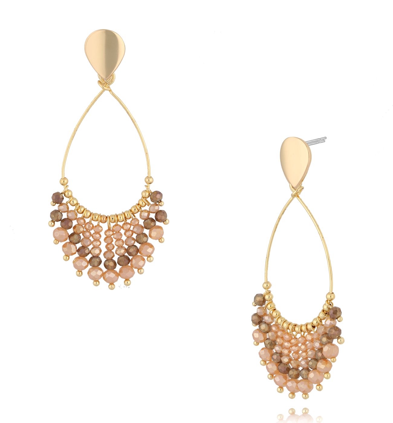 Kolczyki łezki z łososiowymi kryształkami KWE0248 - By Dziubeka