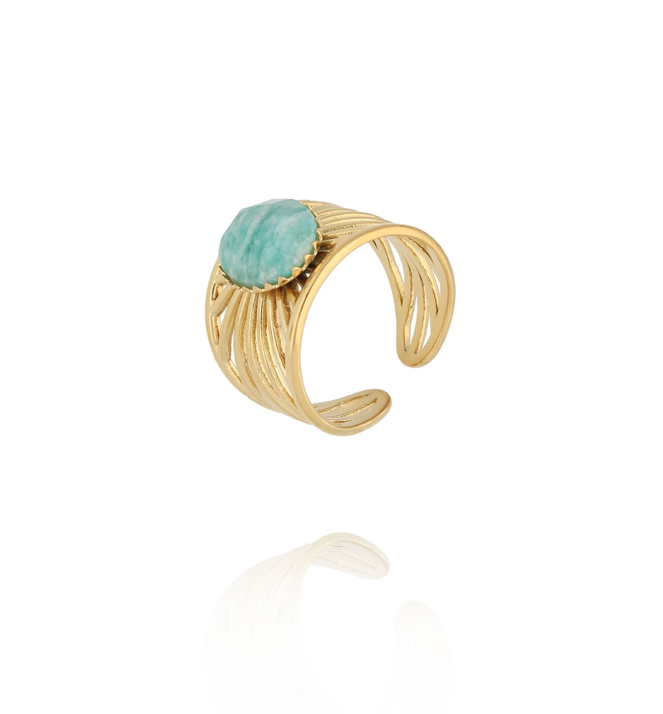 Pierścionek z amazonitem szeroki PEA0008