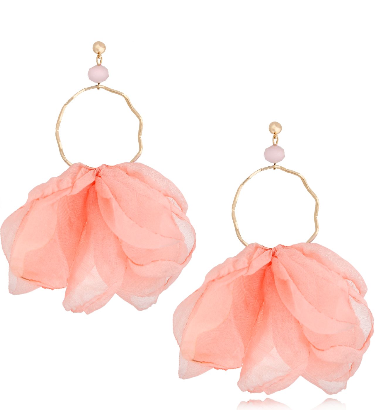 Kolczyki brzoskwiniowe z szyfonu Carino - By Dziubeka