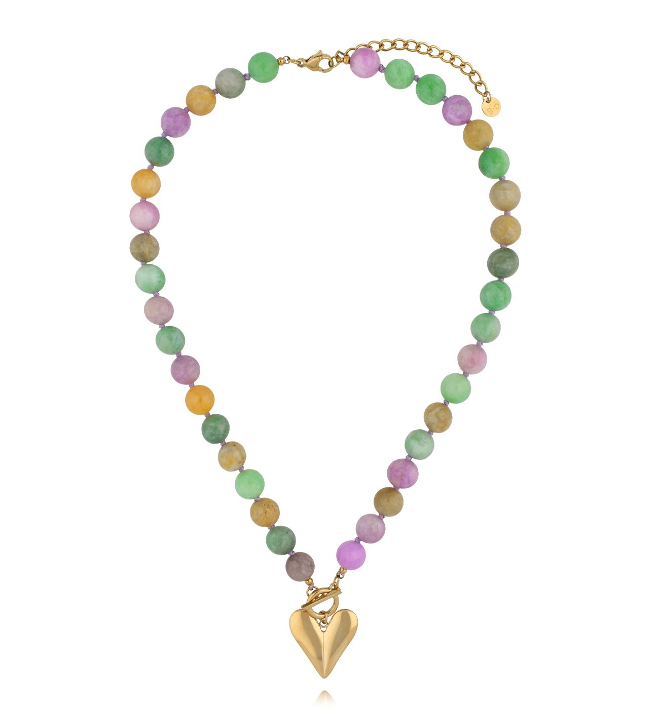 Naszyjnik z pastelowych kamieni – zielonych, liliowych i żółtych - By Dziubeka