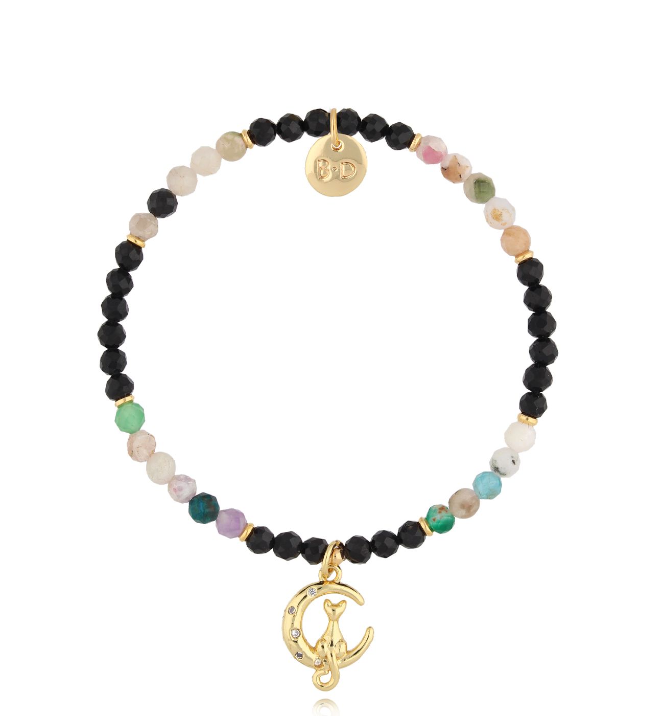 Bransoletka z turmalinami i księżycem Essaouira - By Dziubeka