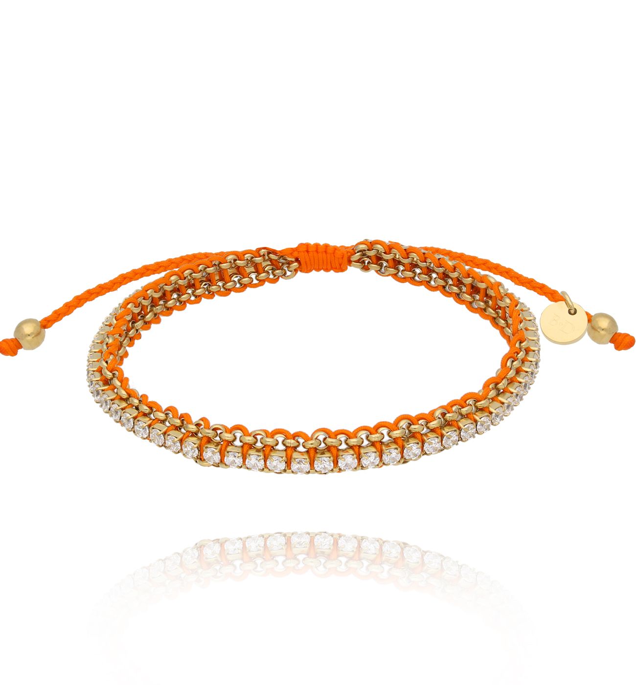 Bransoletka z cyrkoniami i pomarańczowym sznurkiem Together BSC1681