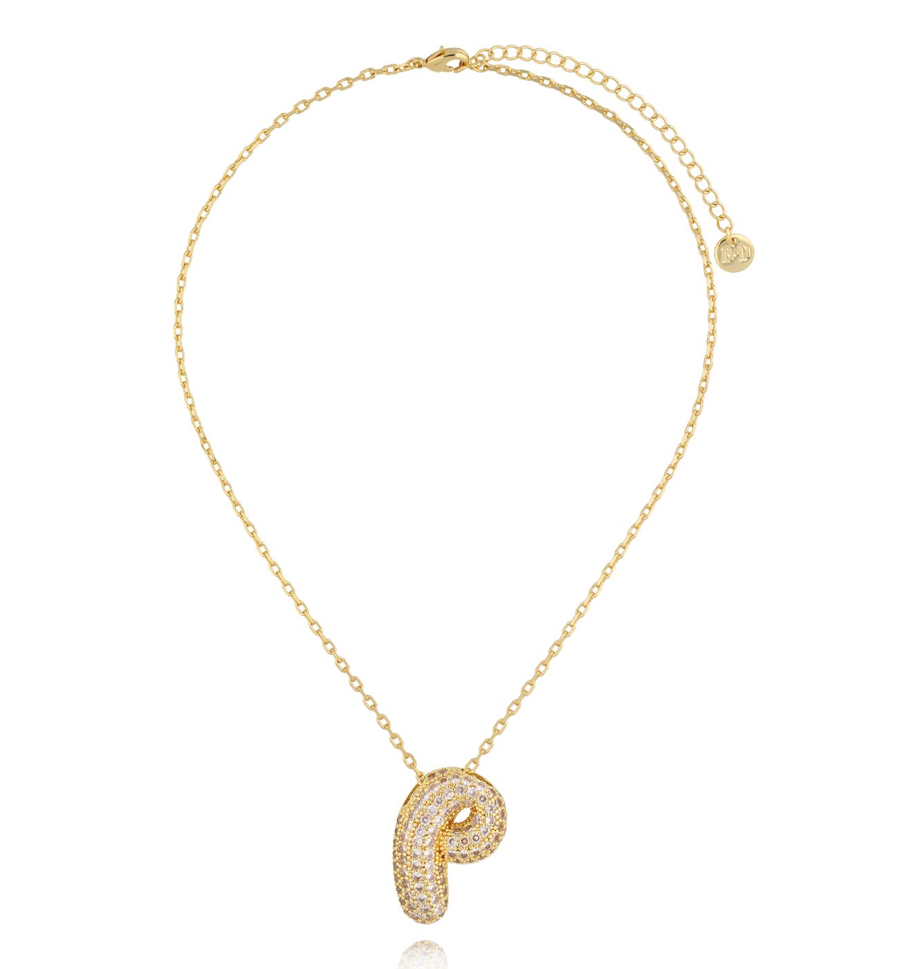 Naszyjnik złocony z literą P wysadzaną cyrkoniami - By Dziubeka