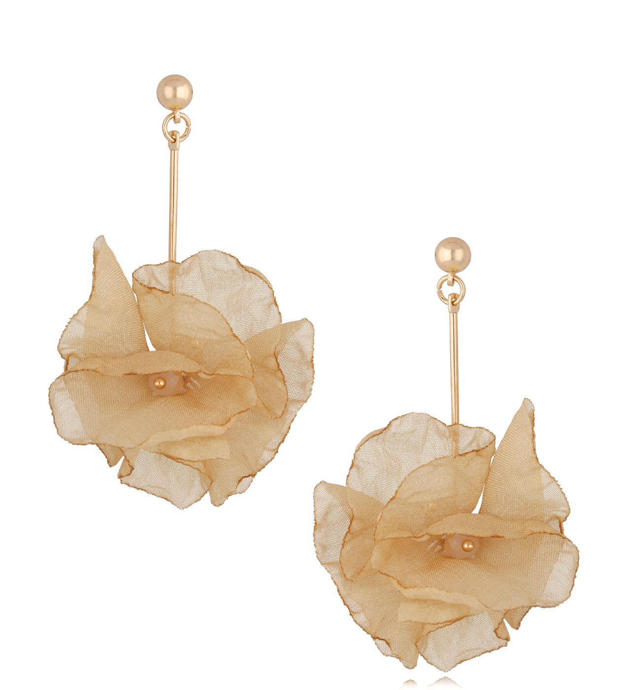 Kolczyki szyfonowe beżowe Cherries - By Dziubeka