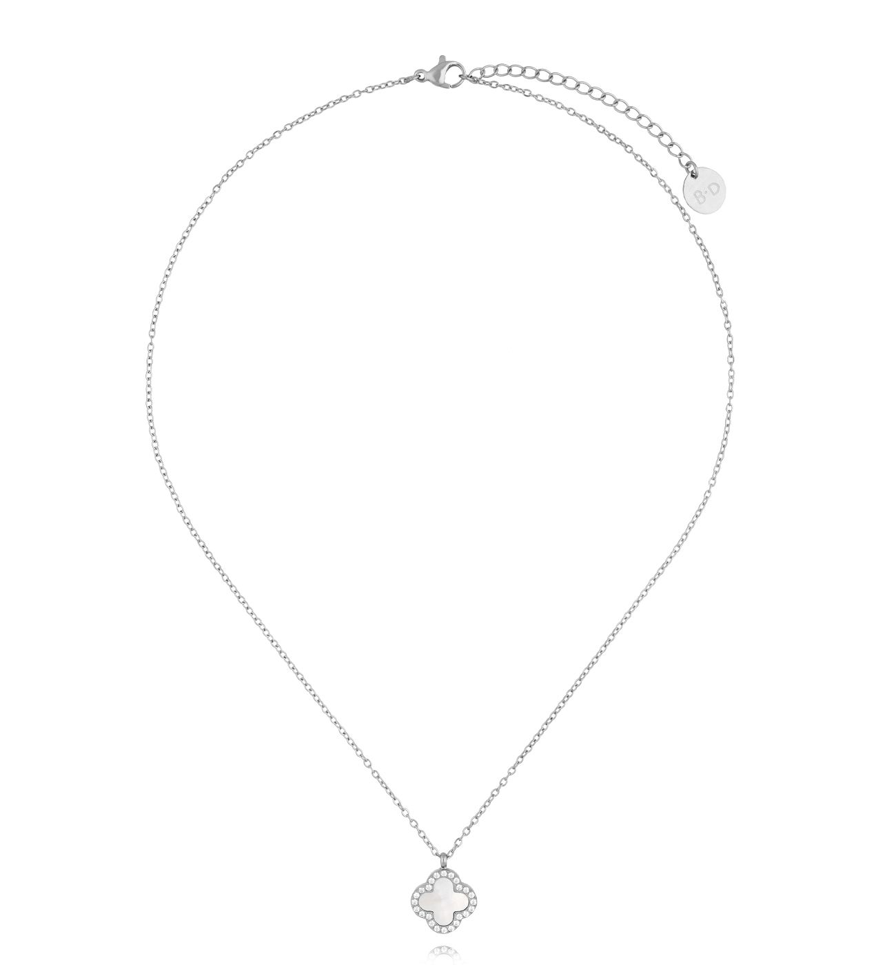 Naszyjnik z perłową koniczynką srebrny NSY0399