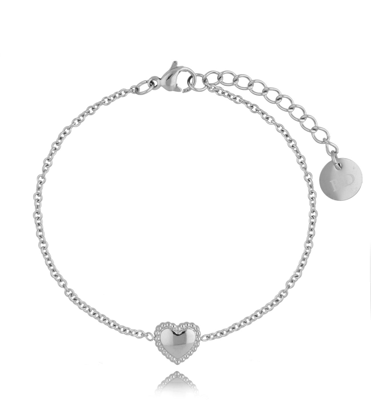 Bransoletka z sercem posrebrzana Sweet Love BSA0204