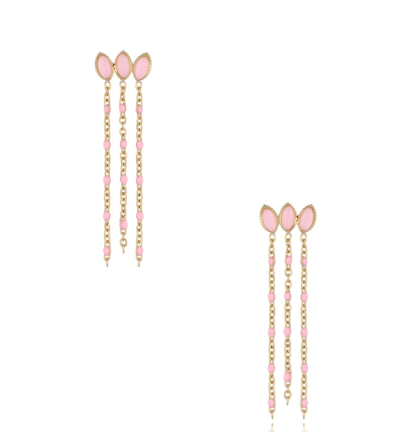 Kolczyki złote z różową emalią Sloan KSC0091
