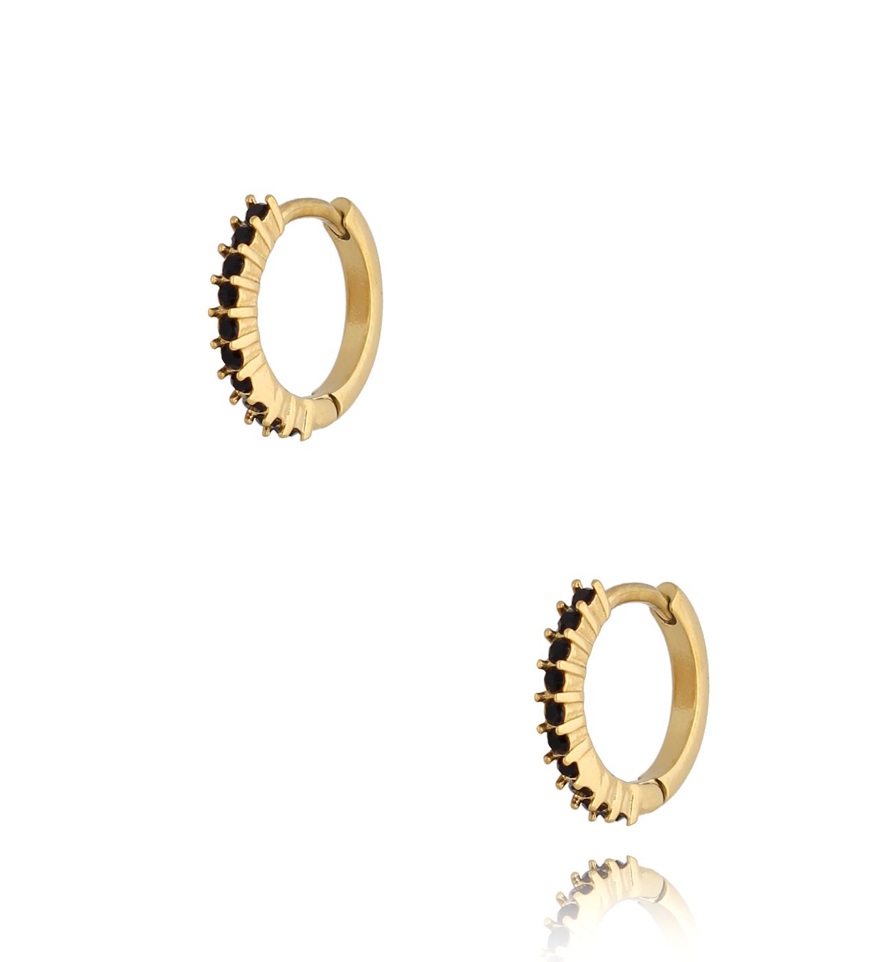 Kolczyki koła złote z czarnymi cyrkoniami Brasília II KSA0730