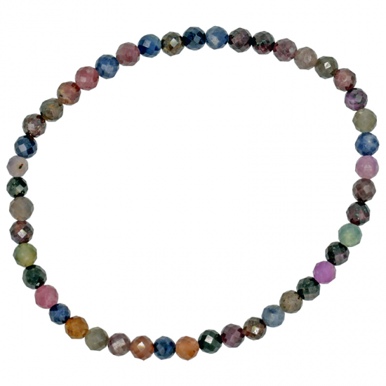 Bransoletka z kamieni - Rubin i Szafir (kulka fasetowana 4mm)