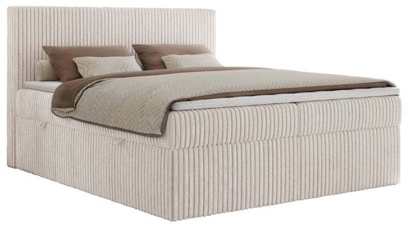 Łóżko kontynentalne MKS Meble TILIANO 160x200 H4 beżowy sztruks 1szt.