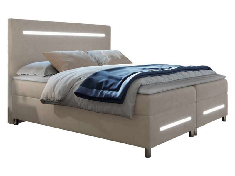Łóżko kontynentalne MIRJAN 24 Enter LED 140x200 beżowy 1 szt.