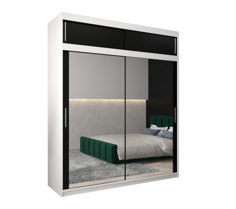 Szafa przesuwna Garderoba Abiks Tokyo 3 200 biały + czarny z nadstawką 1 szt.