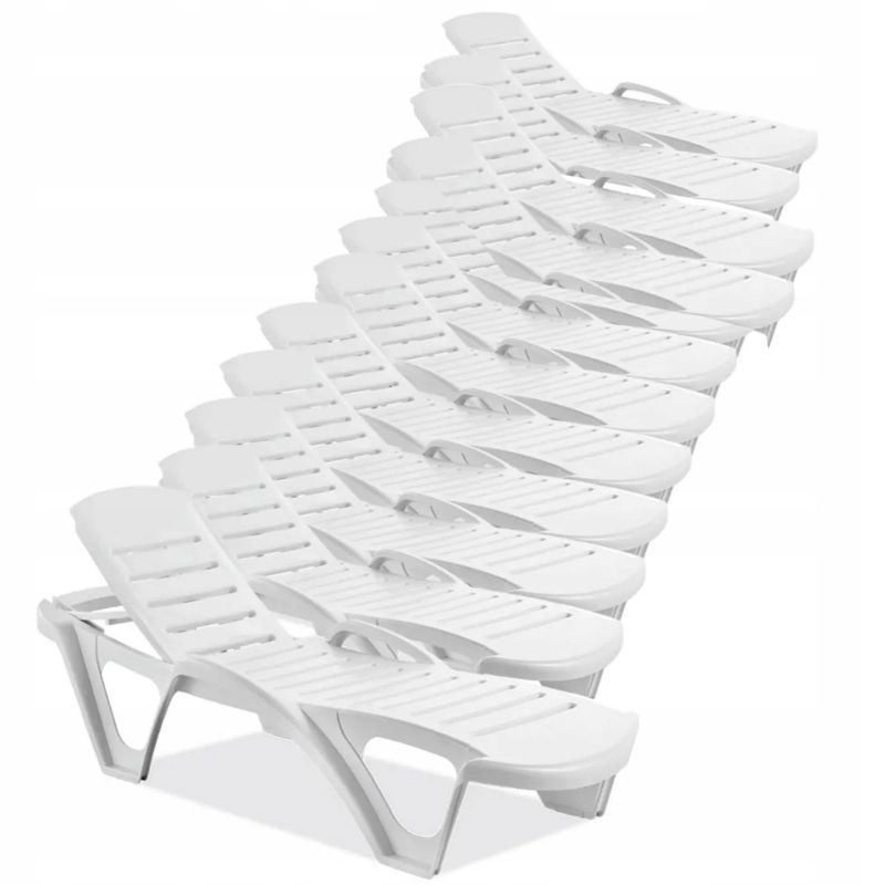 Leżak Ogrodowy Focus Garden Plażowy Monoblock Regulowany na basen 12 szt Biały zest.