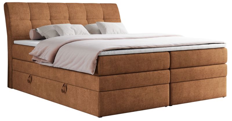 Łóżko kontynentalne MKS Meble GOLD 10 KING 180x200 H4 Pomarańczowy struktura 1szt.