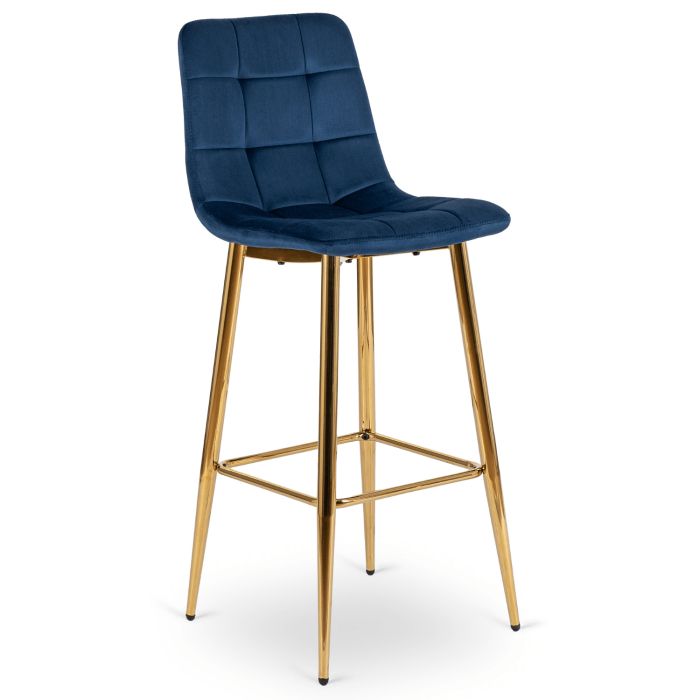 Krzesło Barowe Ariel Mebel Elite Welurowe ze Złotymi Nogami Granatowe 1 szt