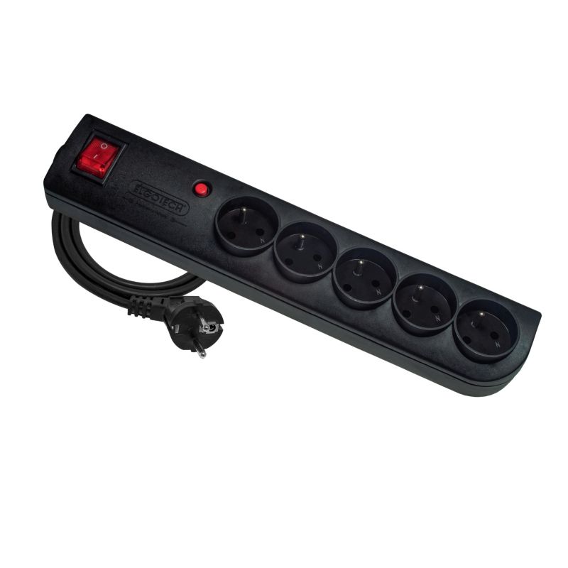 Przedłużacz mieszkaniowy Elgotech 5 gniazd z uziemieniem 3 m czarny