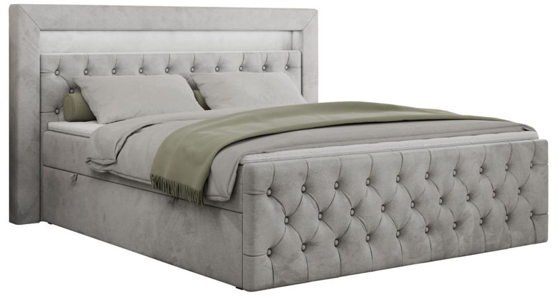 Łóżko kontynentalne MKS Meble GOLD 9 140x200 H4 Jasnoszary welvet 1szt.