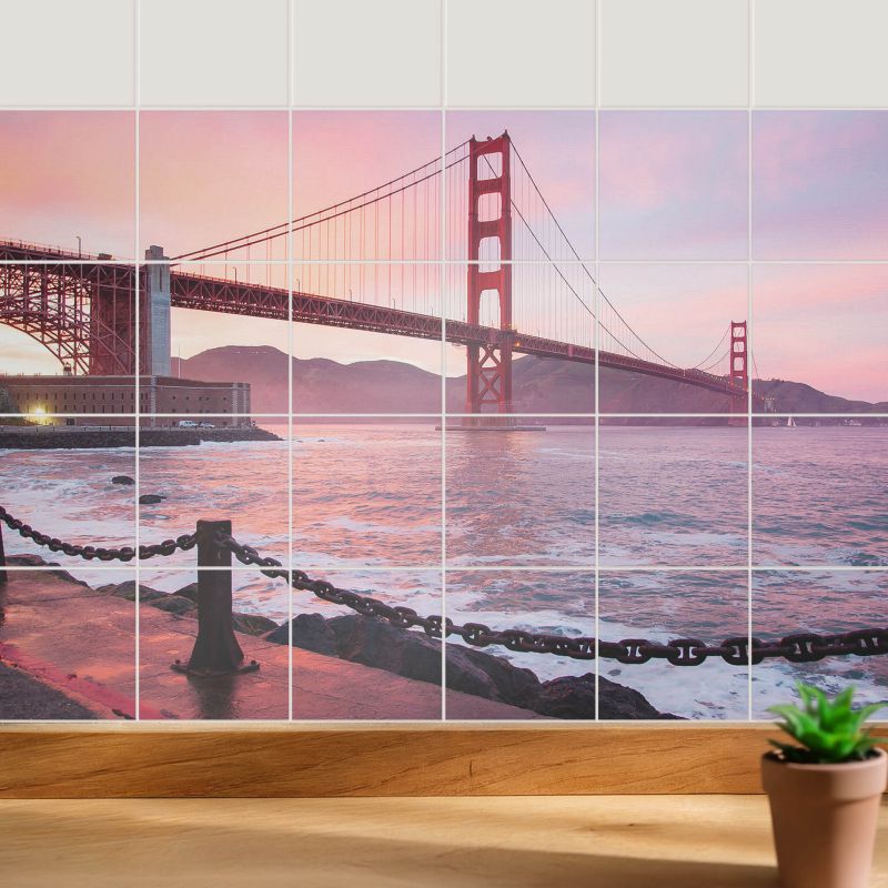 Naklejki na płytki Wallfluent 10x10 cm Most w zachodnim krajobrazie szybka renowacja 24 szt.