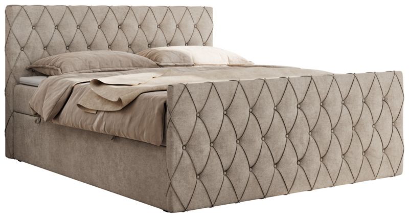 Łóżko kontynentalne MKS Meble MIREN DUO 140x200 H3 Beżowy struktura 1szt.