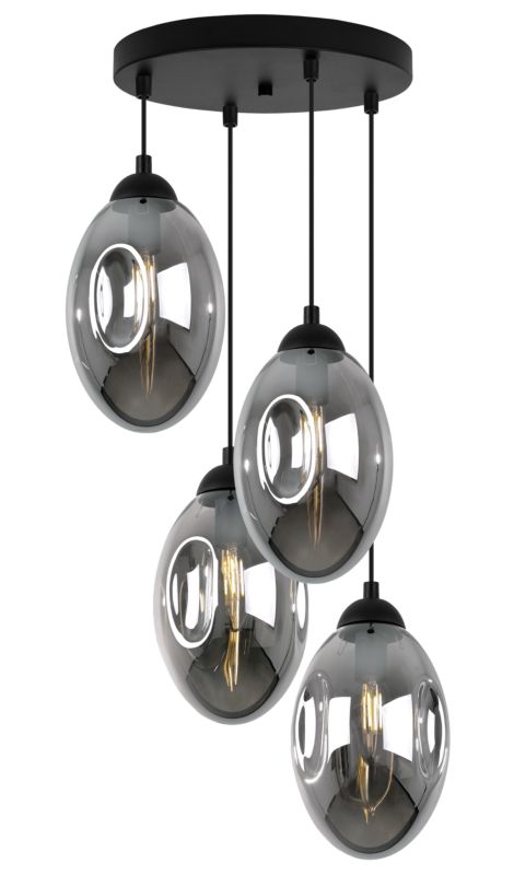 Lampa sufitowa wisząca Light Home LH Vigo 4x E14 60W okrągły czarny 1szt.