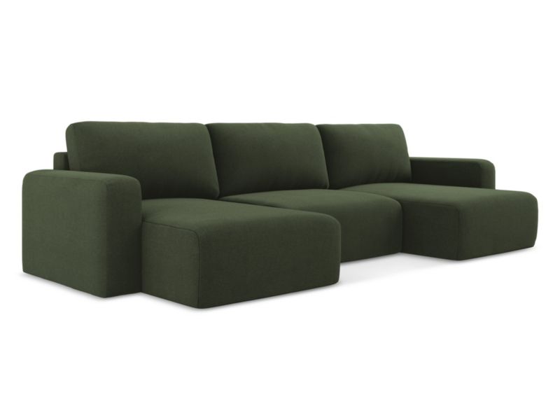 Sofa panoramiczna z funkcją spania LaMiaSofa OSTIA z tkaniny strukturalnej 332x149 cm oliwkowy 1 szt.