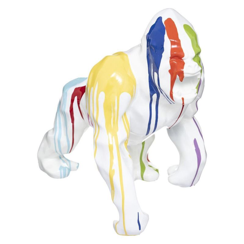 Figurka dekoracyjna goryl Atmosphera nowoczesna biała kolorowa 40 cm do salonu prezent 1 szt.
