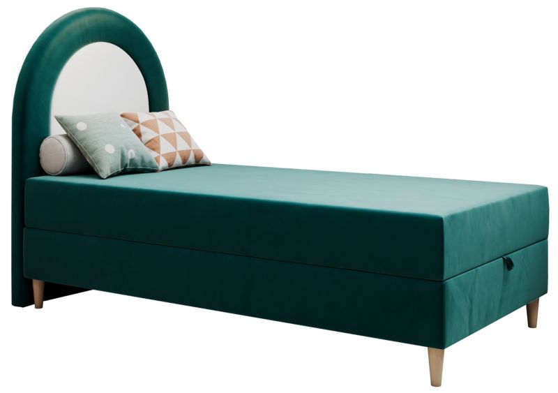 Łóżko młodzieżowe MKS Meble NEST 90x180 H3 ciemnozielony welwet topper T25 1szt.
