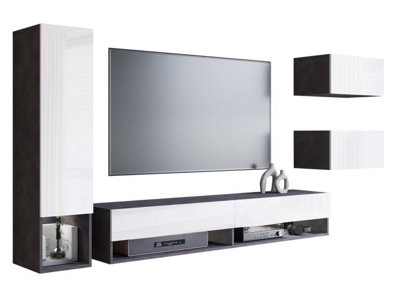 Meblościanka MIRJAN 24 Amadeo matera / biały połysk 1 kpl.