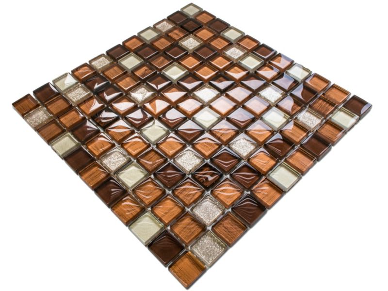 Mozaika szklana Ilcom riva brąz miedź metallic złota venus beż 30x30cm 1 szt.